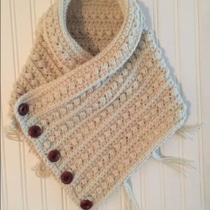 Fringed Cowl with Buttons - Made to Order